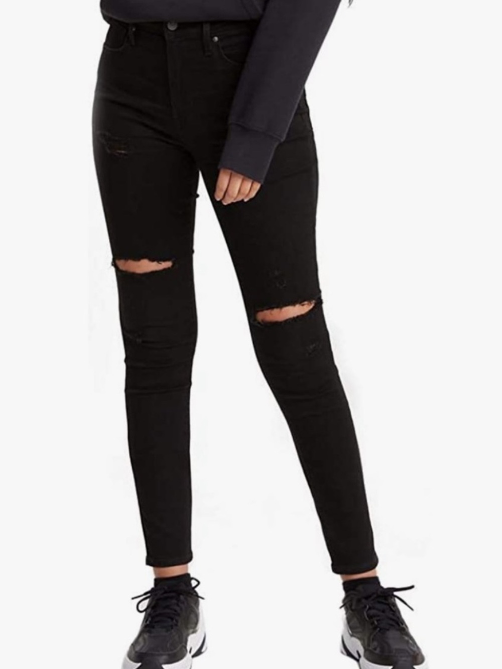 Levi’s Women’s 721 High Rise Skinny Distressed Black Jeans